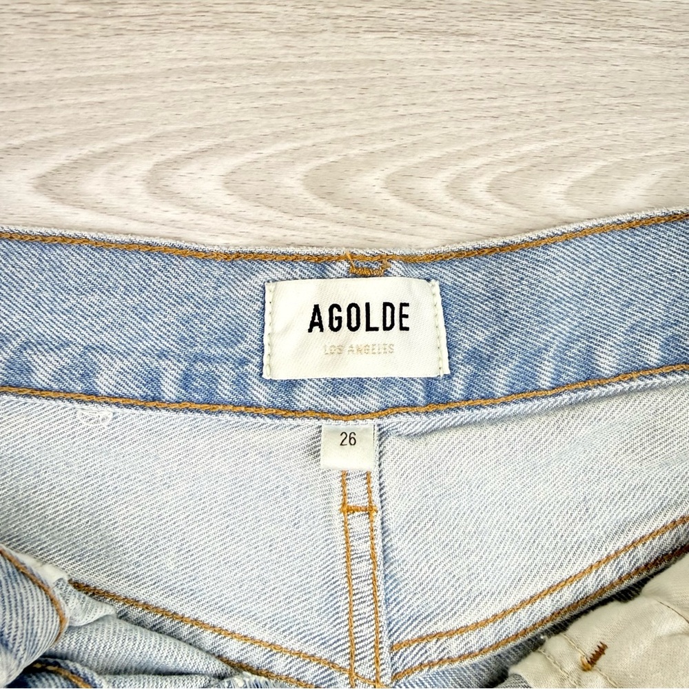 Agolde Fold Waistband Jean Straight Leg Size 26 Cotton Pleated - Picture 14 of 16